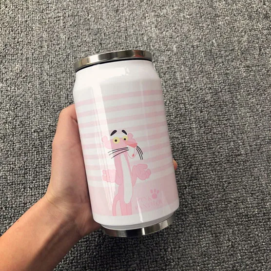 300ml Cute Funny With Straw Coffee Mug Vacuum Cup Thermos Stainless Steel Tumbler Thermocup Travel Drink Bottle Beverage Can - Цвет: B