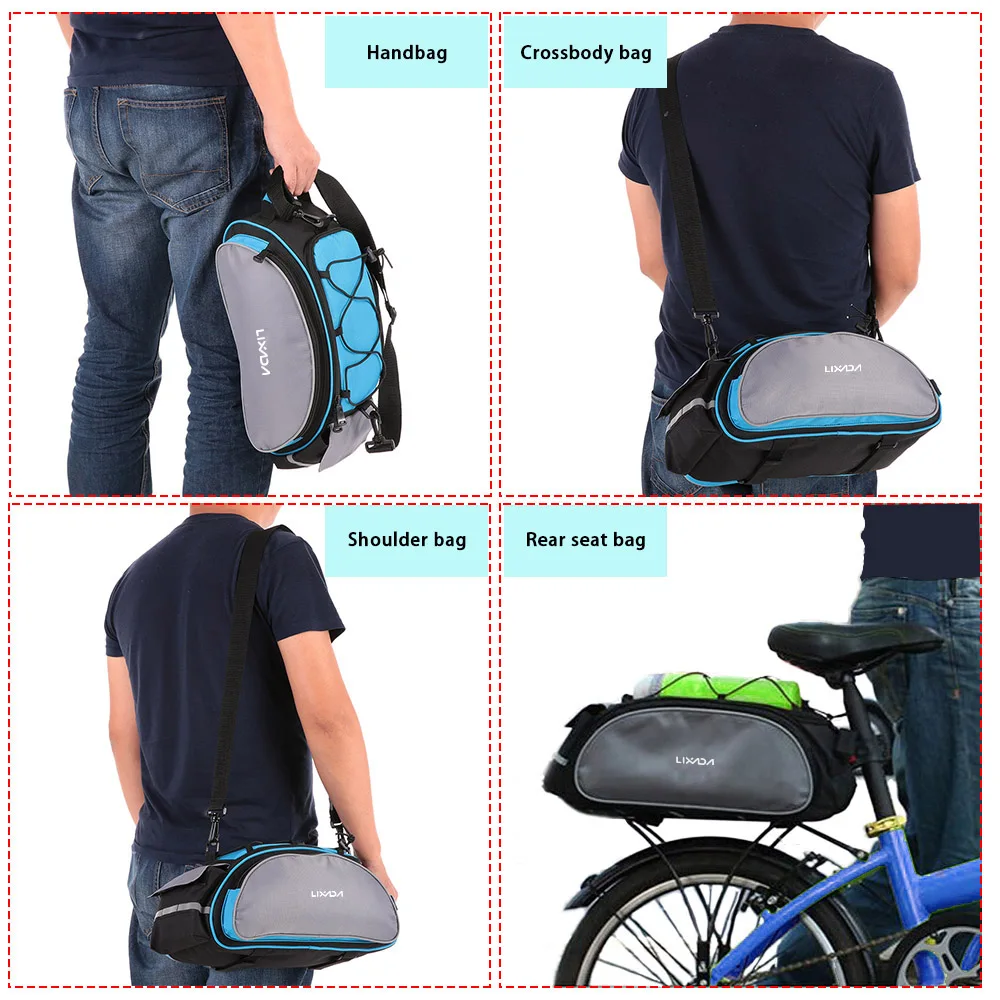 Lixada 13L велосипедная сумка, многофункциональная велосипедная сумка на заднее сиденье, уличная велосипедная стойка, сумка на сиденье, задний багажник, чехол