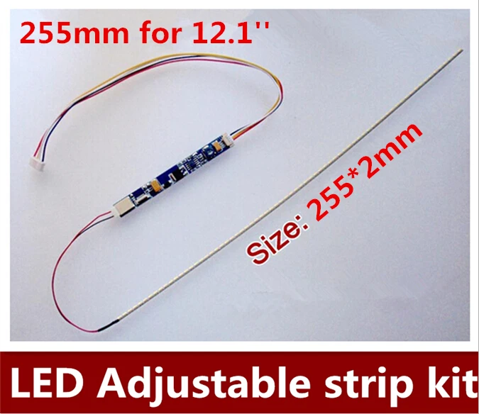 

Free shipping 2pcs  255mm  Adjustable brightness led backlight strip kit,Update your 12inch laptop ccfl lcd to led panel screen