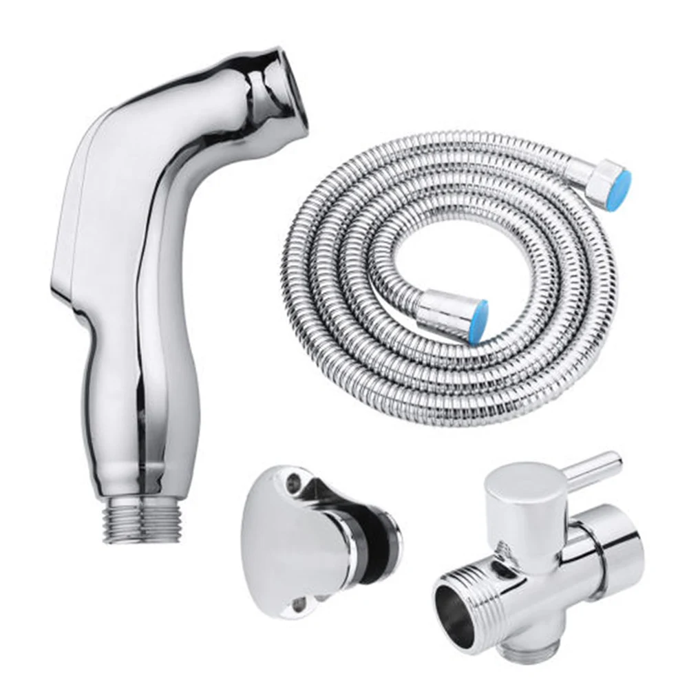

Shower Sprayer Bidet Sprayer Bath Water Saving Hand Held Polished Chrome Portable T-adapter Durable 7/8" Shower Kit Sliver