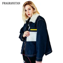 Женский зимний утепленный джинсовый пуховик, женский пуховик из овечьей шерсти с отложным воротником, с буквенным принтом, элегантный дизайн, пальто Q393