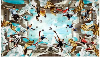 

Custom photo 3d wallpaper Non-woven picture wall sticker 3 d Football heaven ceiling murals room decoration painting