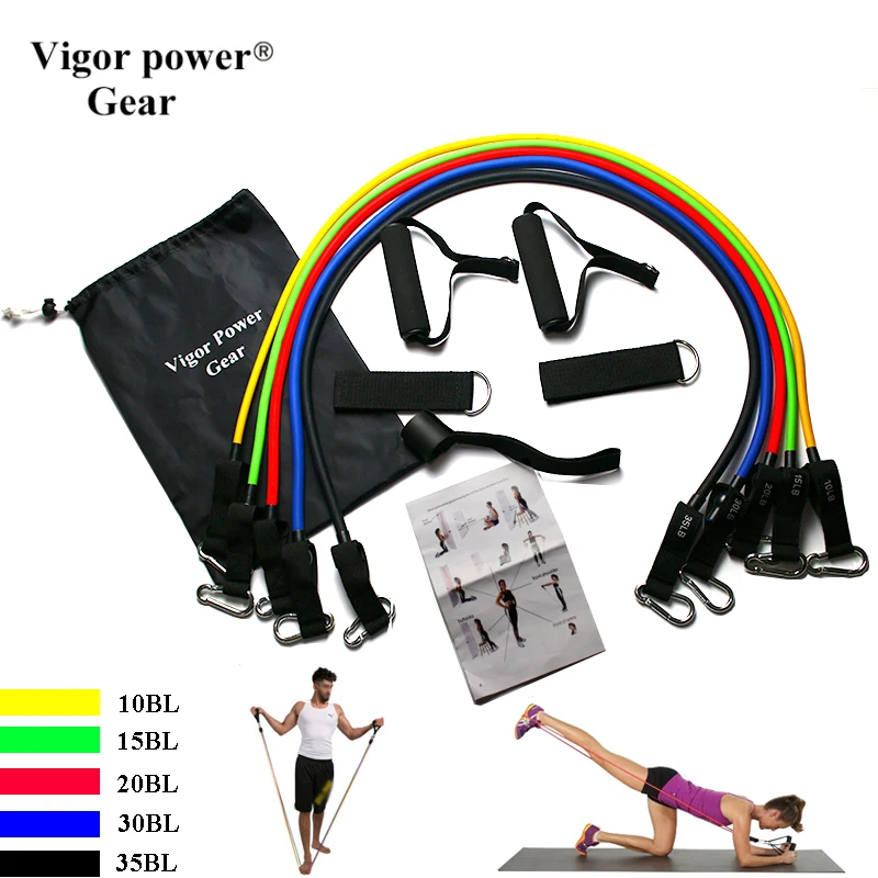 Vigor power gear 11 шт. набор резистивных лент с дверными ручками якоря с сопротивлением, ремешки на лодыжке для тренировок в тренажерном зале, Кроссфит