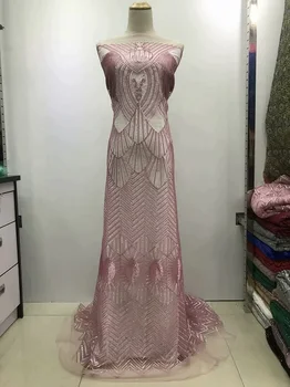

Nigeria lace fabric bride high-quality French chiffon sequins lace fabric for women-LJ11