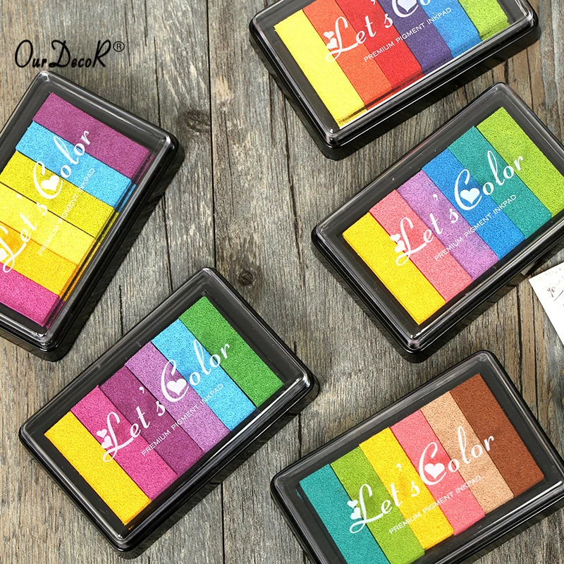 

High quality 5 Color DIY Oil Based Gradient Color ink Pad Inkpad Stamp Decoration Fingerprint Scrapbooking Accessories 9.5x6x2cm