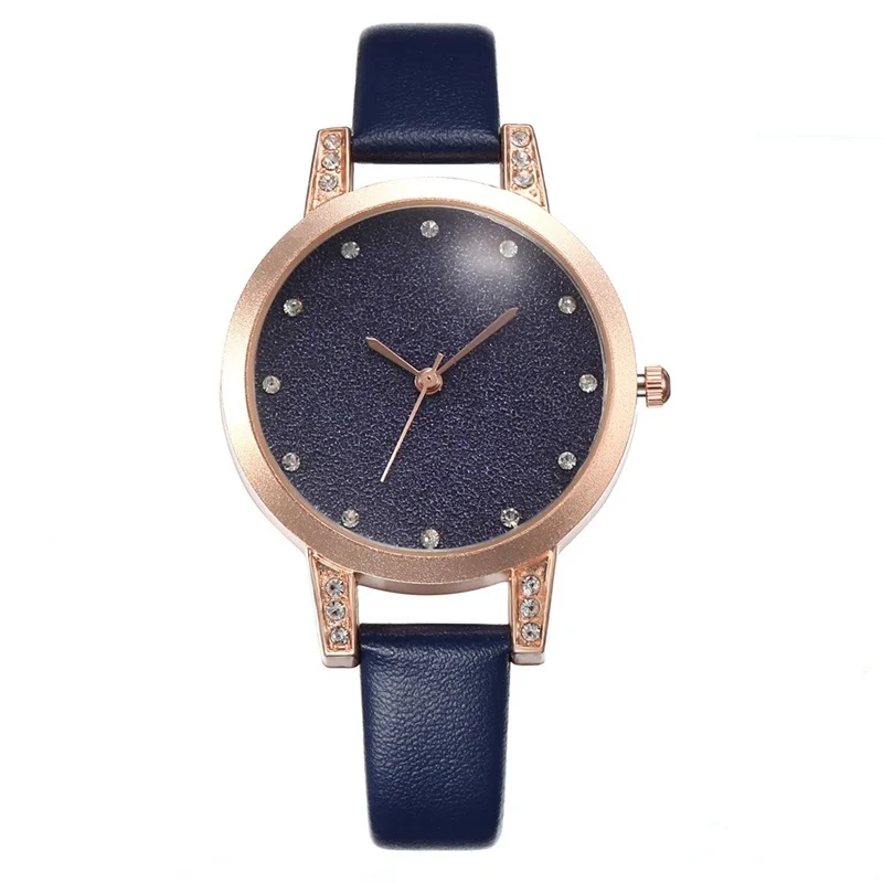 

2019 simple casual luxury belt watch women's diamond-studded star dial rose ladies fashion quartz watch