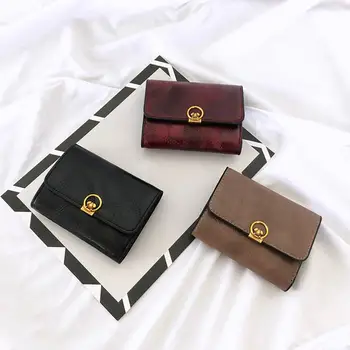 

Fashion ladies wallet leather buckle short wallet portable small square bag puppy cute hand take multi-card wallet DropshipY612
