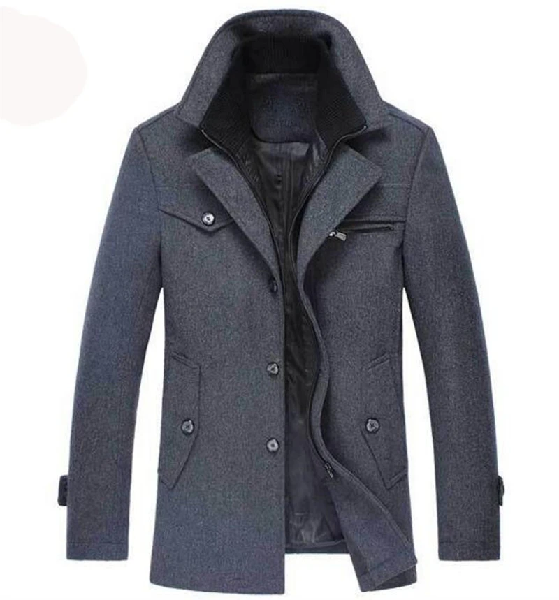 Зимние мужские плотные пальто, приталенные куртки, мужская повседневная теплая верхняя одежда, куртка и пальто, мужские пальто, Мужская брендовая одежда, M-4XL - Цвет: Серый