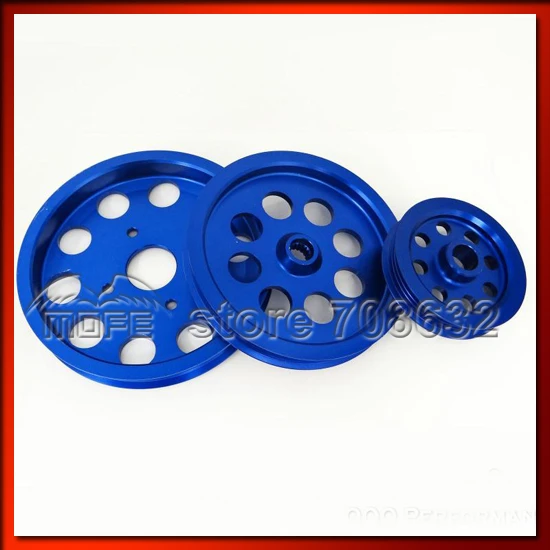 

3PCS/SET Aluminum Crank Engine Pulley Set for Skyline GTR RB20 RB26 Blue