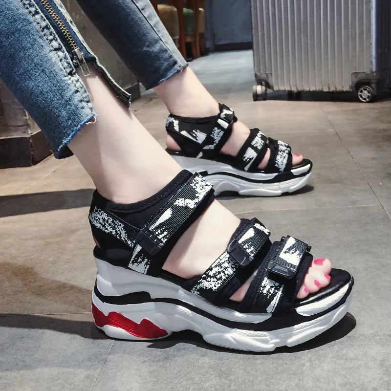 

Platform Sandals Women Shoes Summer Super High Heels Ladies Casual Shoes Wedge Chunky Sandals Gladiator High Top 595003945021