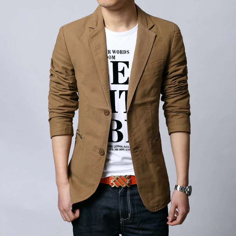 

2018 Spring and Autumn New Slim cotton Suit Men's Casual Korean version of the Spell Leather Large size 5XL 6XL Small Suit