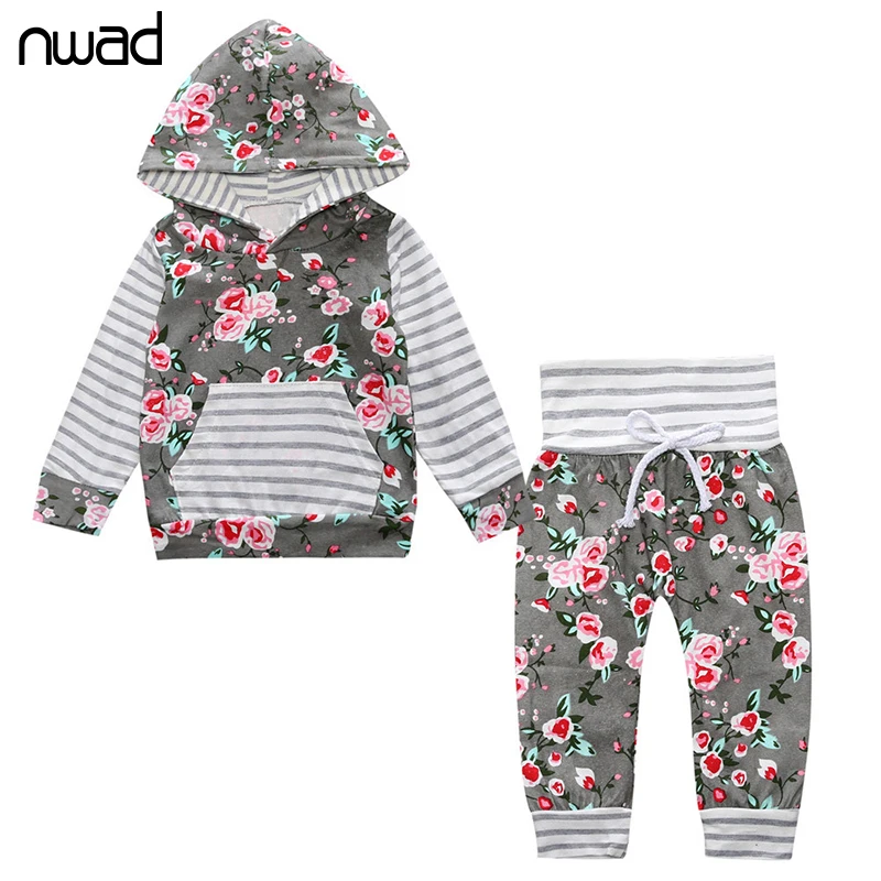 NWAD Baby Girl Clothes New Autumn Kids Clothing Sets Striped Flower