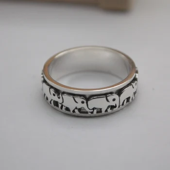 

Retro Sterling Silver S925 Ring For Women Men Ring Female Elephant Unique Designed Ring 7mmW 2018 US 7-12 Fashion Hot