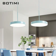 BOTIMI 220V Modern LED Pendant Lights with Round Metal Lampshade For Dining Room Simple Hanging Lamp kitchen Lighting Fixtures denmark louis poulsen ph snowball pendant lights modern aluminium lampshade led hanging lamp for dining room fixtures home decor