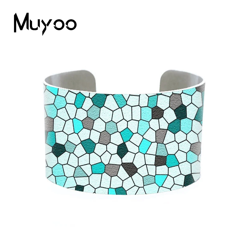 

Mosaic Tile Patterns Hand Craft Aluminum Cuff Gifts for Men Women Vintage Mosaic Tile Seamless Pattern Adjustable Bangles