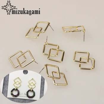 

Zinc Alloy Golden Metal Geometric Square Base Earrings Connector 20mm 6pcs/lot For DIY Earrings Making Jewelry Accessories