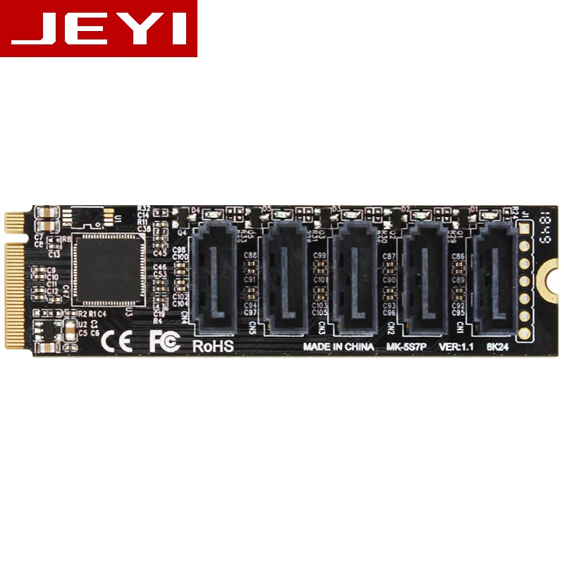 JEYI JMS585-Slim JMS585 5 портов SATA 5* sata 5xsata M. 2 nvme к sata pci-e к PCIE sata дисковый массив 5 карт RAID0 RAID1 RAID10 U2