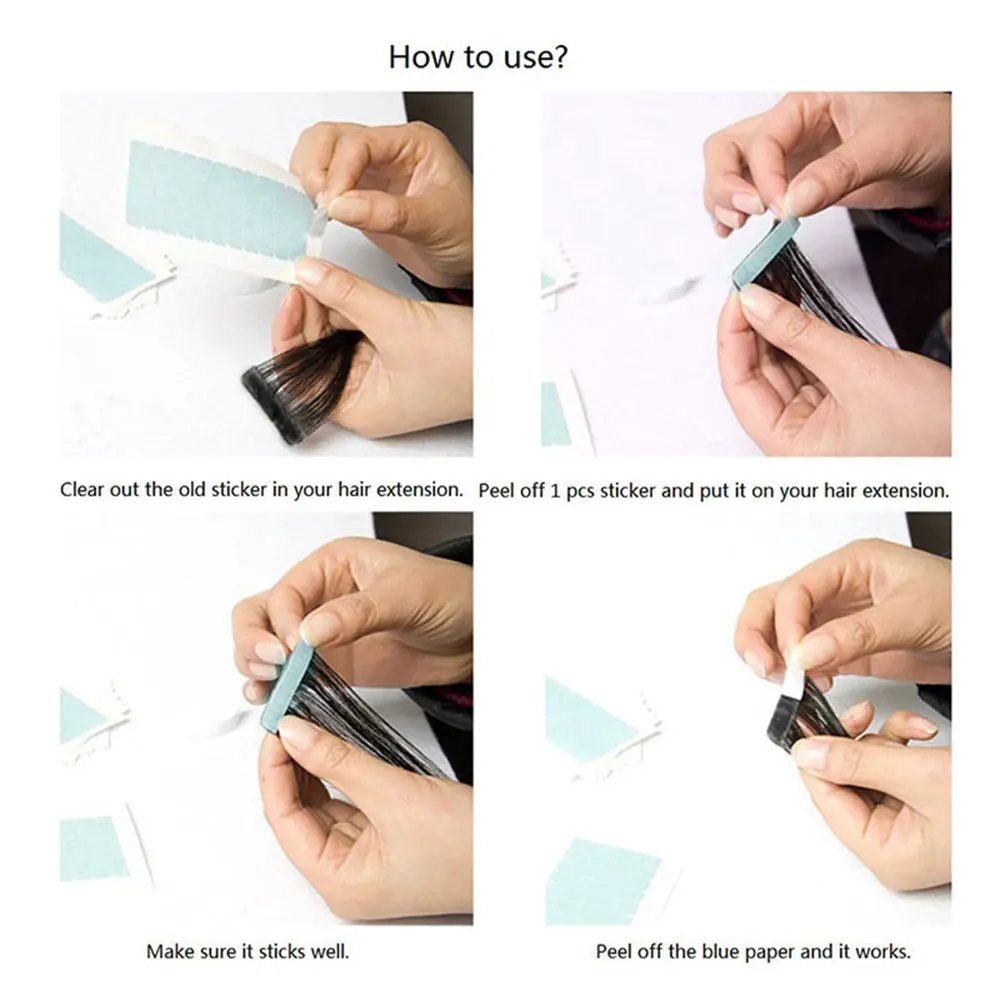 12 pieces/set Hair Tape Adhesive Glue Double Side Tape Waterproof For Lace Wig Hair Extension Tool Fashion Hair Gel Wig Adhesiv