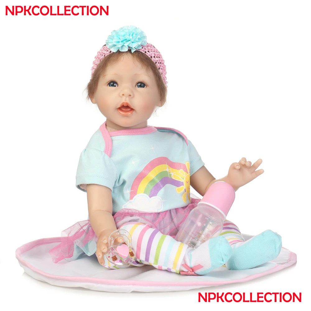 

22inch Vinyl Reborn Toddler Baby Doll Toys Lifelike Silicone smiling baby girl simulation dolls children birthday Xmas gifts