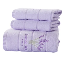 SunnyRain набор хлопковых полотенец из 3 предметов с вышивкой лаванды полотенца Банные для взрослых мочалки хорошо впитывающий Антибактериальный 9