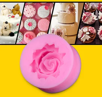 

3D Rose Flower DIY Fondant Cake Chocolate Sugarcraft Mold Cutter Silicone Tool S