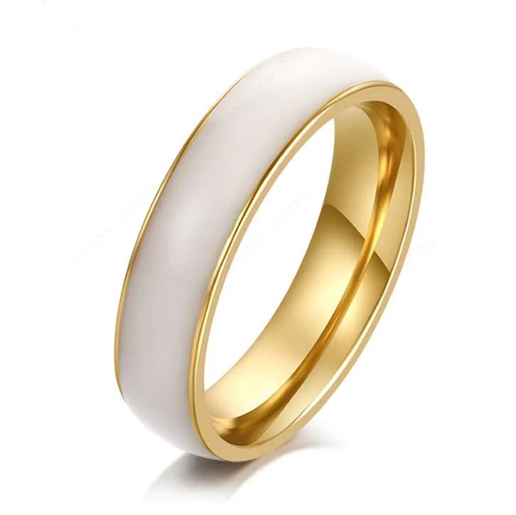 DOTIFI 316L кольца из нержавеющей стали для женщин классические изысканные брендовые обручальные кольца из смолы ювелирные изделия - Цвет основного камня: Бежевый