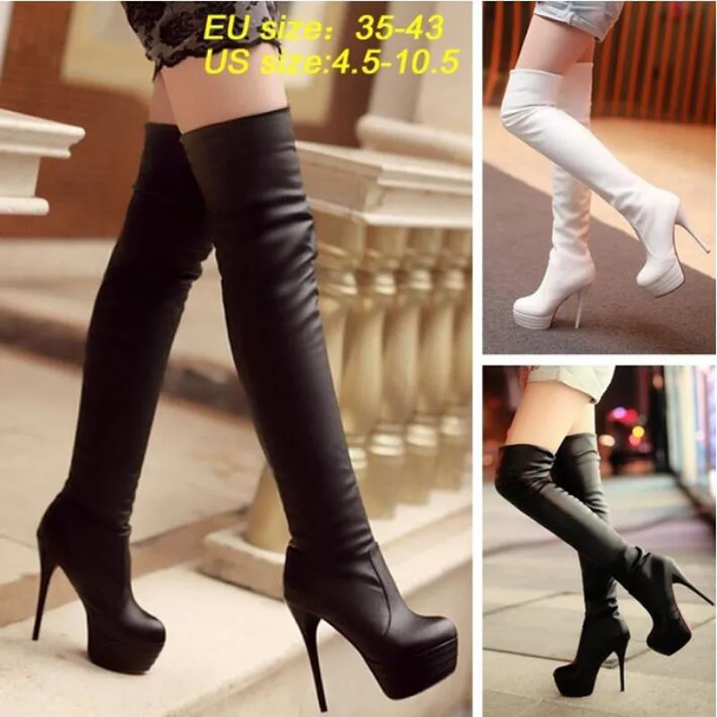 

DAFENP Plus Size Sexy Over Knee Thigh High Boots Autumn Winter Long Boots Women Shoes Woman Platform Velvet Boots botas mujer