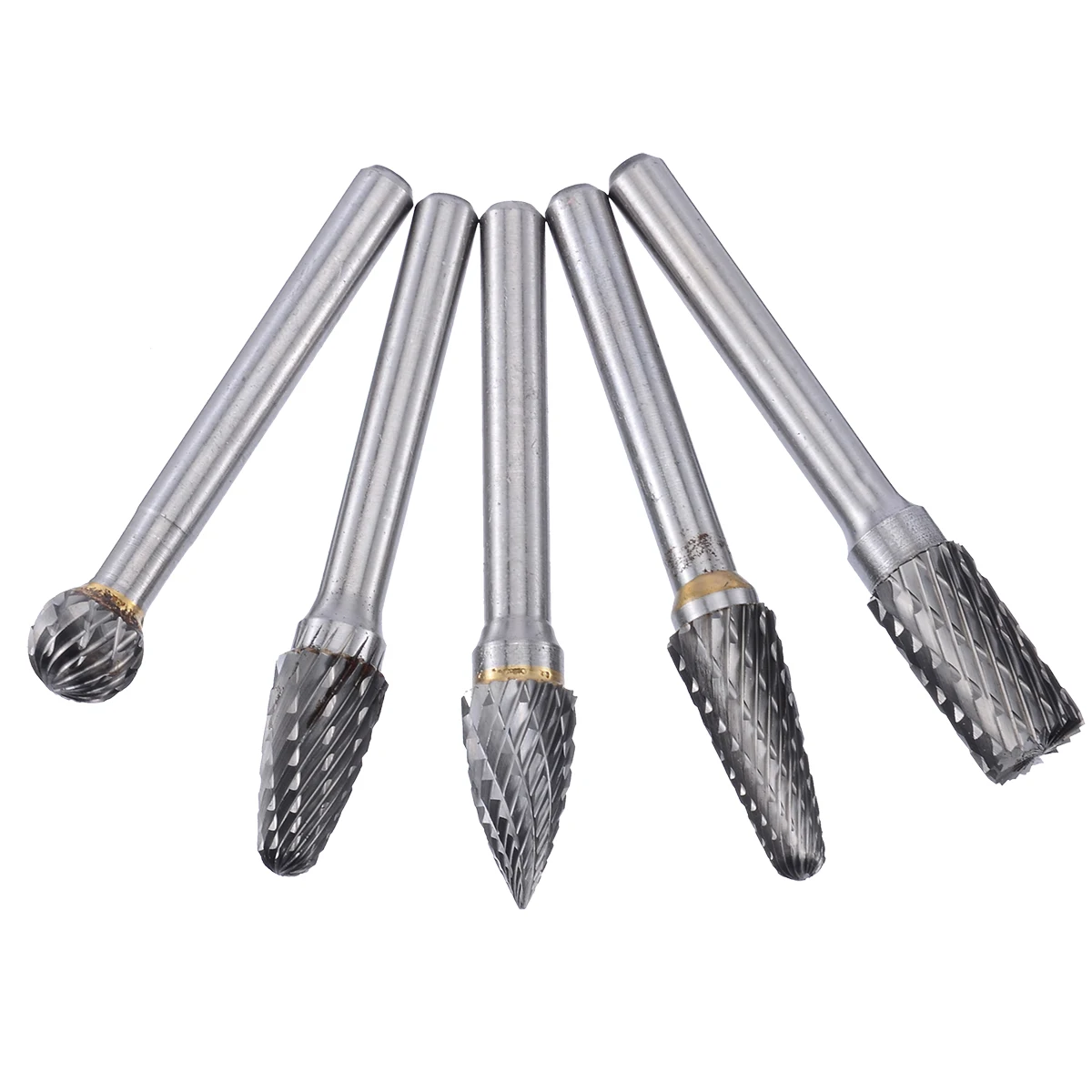 5pcs 1/4" Shank 6x10mm Tungsten Carbide Milling Cutter Rotary Burr Double Diamond Cut Rotary Tools Electric Grinding Tools