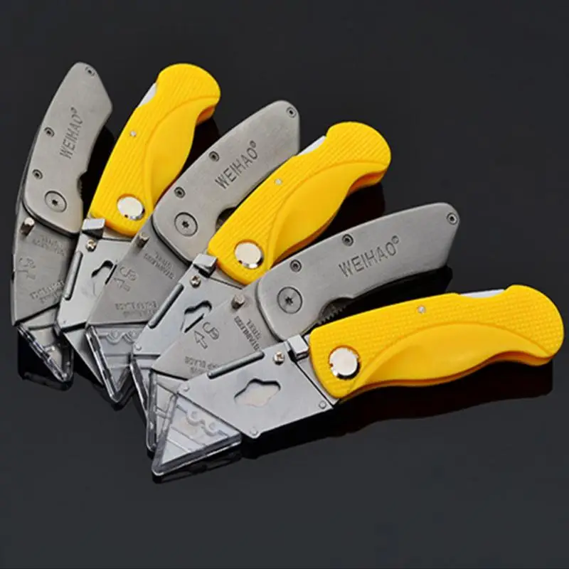 

Foldable Utility Knife with Non-slip Grip stainless steel T-blade Cutter Art Supplies 15.5cm Length Plastic/Steel Handle #904