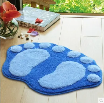 

hot sale Quality Anti Slip Carpet Durable Antiskid Pad Fluffy Mat Bathroom Shower Room Doormat Feet Shape Water Absorb