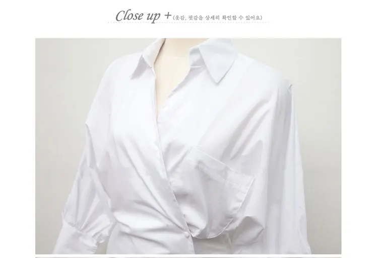Корейский стиль, Офисная Женская рубашка, весна, белая, тонкая, отложной воротник, блузка, одноцветная, обычная, рукав летучая мышь, блузка T91005R