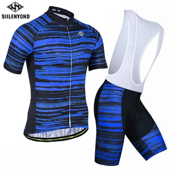 

SIILENYOND Summer Cycling Jersey Set Breathable Team Racing Sport Bicycle Jersey Mens Cycling Clothing Short MTB Riding Clothes