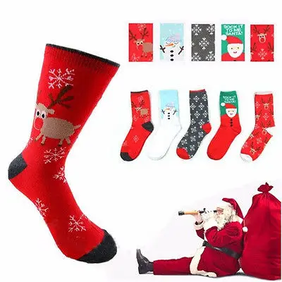 

New Women's Snowflake Deer Printed Cotton Casual Socks Ladies Female Girl Men Christmas Gift Hosiery One Size EUR 35-41