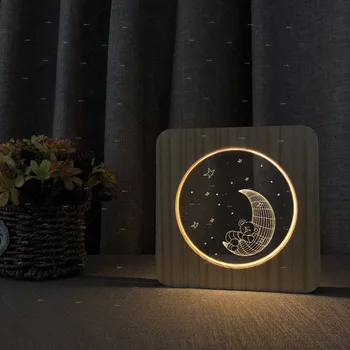 

The starry sky 3D Visual design wooden acrylic lights Led Table Lamp Christmas Festival Decoration Party