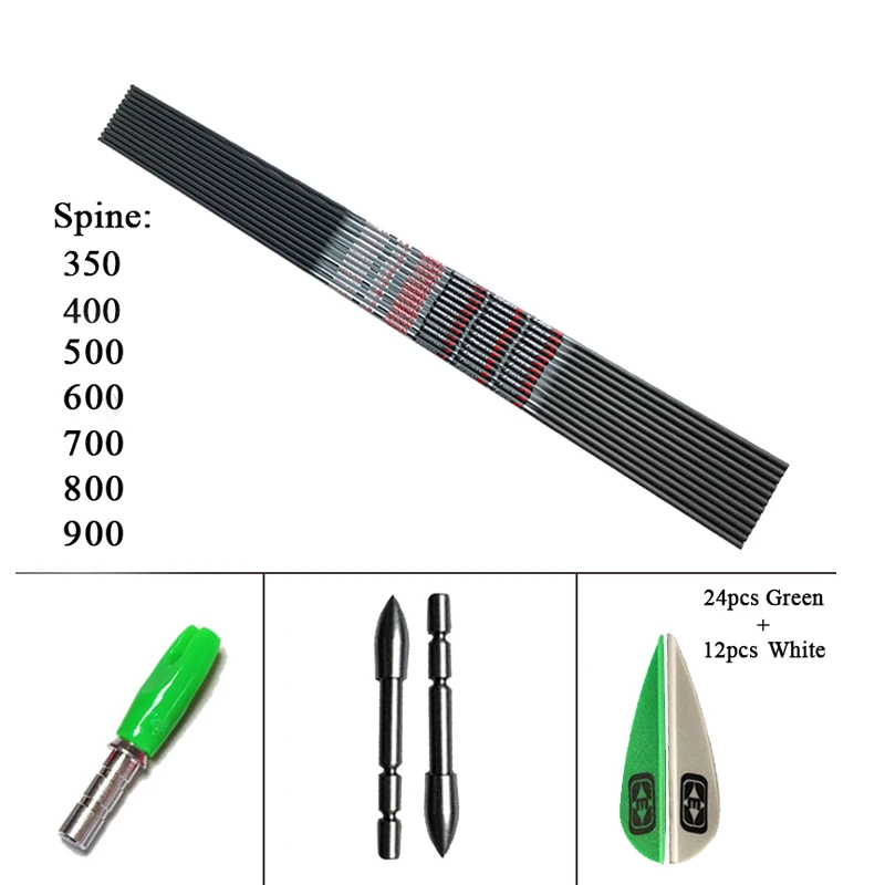 

Archery V3 Pure Carbon Arrow Shaft Spine350-900 30 Inch ID4.2mm arrow accessories Recurve Bow Longbow Hunting Shooting 12PCS