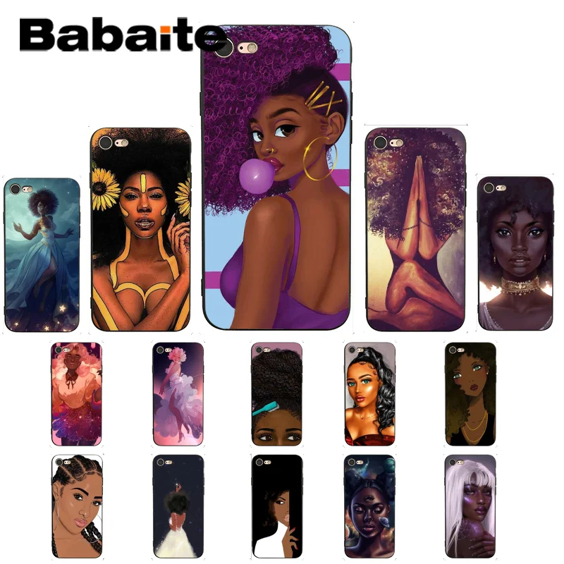

Babaite Fashion Magazine DrawingQueen Black Girl Soft Silicone Phone Cover for iPhone 6S 6plus 7 7plus 8 8Plus X Xs MAX 5 5S XR