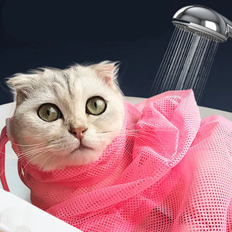 Mesh Cat Bathing Bag Cats Grooming Washing Bags Cat Bath Clean Bag No Scratching Bite Restraint Cat Supplies Nail Cutting 23