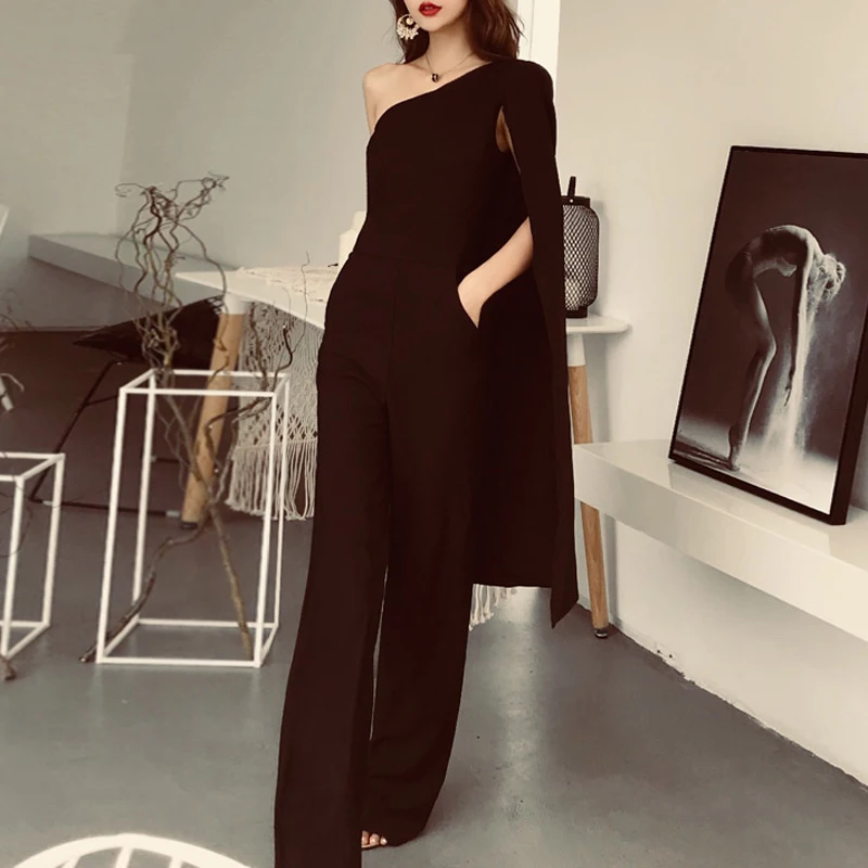 Max Spri Sexy One Shoulder Slash Neck Backless Full Length Women Bodysuits Elegant White Black Bodycon Women Jumpsuits 2019 Max Spri Sexy One Shoulder Slash Neck Backless Full Length Women Bodysuits Elegant White Black Bodycon Women Jumpsuits 2019