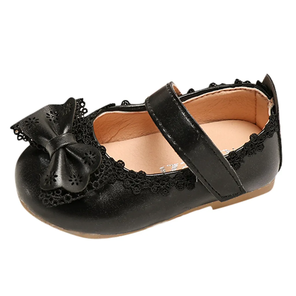 Обувь для девочек-младенцев из Одежда для детей; малышей; девочек бантом тонкие туфли обувь для принцессы сандалии Chaussure Enfant Fille; обувь для девочек в стиле принцессы - Цвет: Black