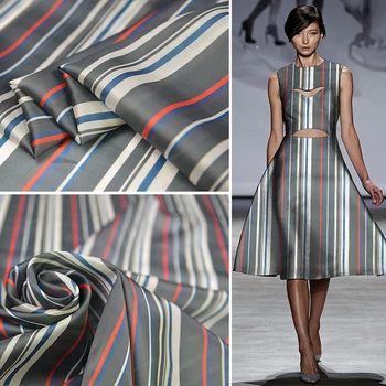 

Rainbow Stripe print Eugenia silk fabric 100 % silk fashion dress fabric