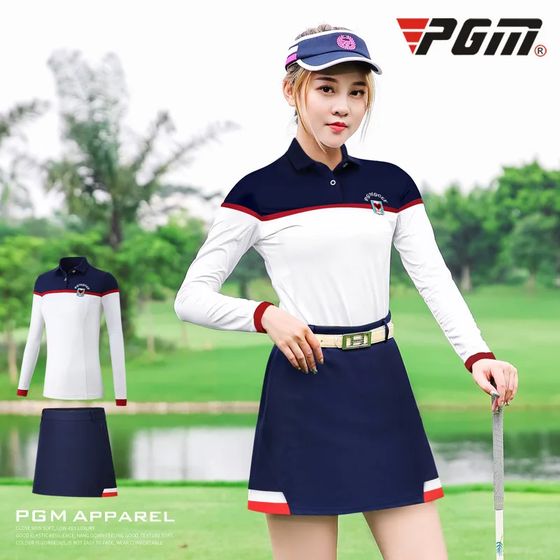

PGM Golf Apparel Warm in Autumn and Winter Women's Long Sleeve T-shirt Short Skirt Golf Apparel Sports Suit