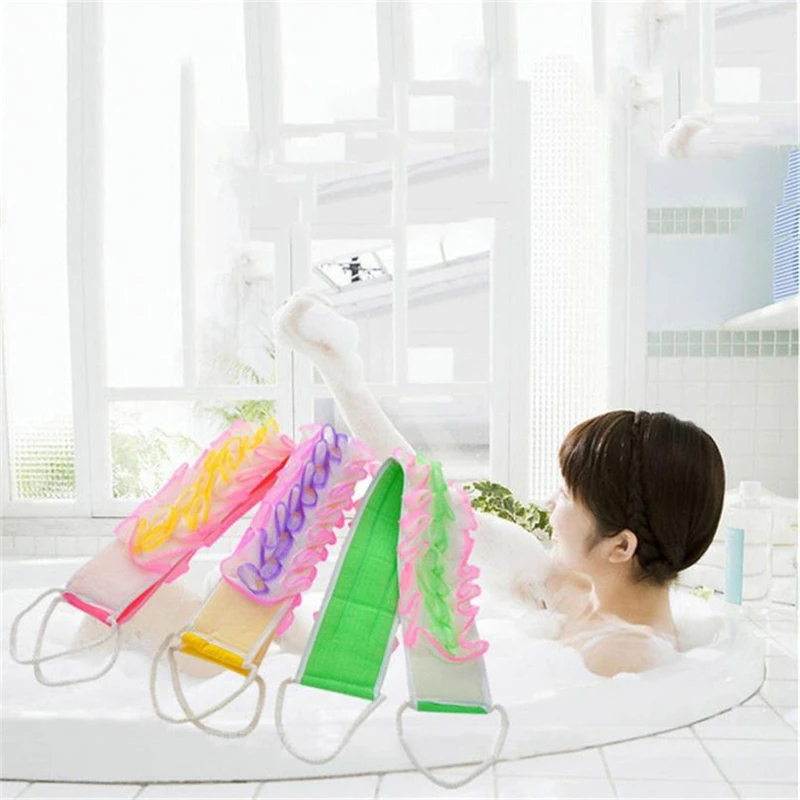 2018new fashion 1PCS Strip Shower Towel Dual-Use Thickened Bath Flower Rubbing Back Bath Ball Hot good quality C0208            05