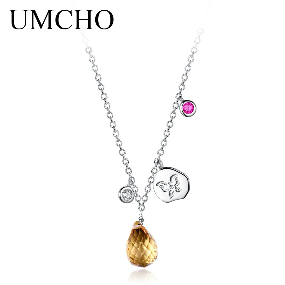 Женские ожерелья и подвески UMCHO из серебра 925 пробы с натуральным цитрином