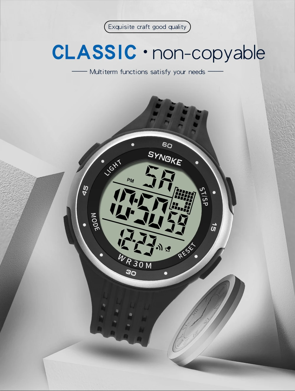 SYNOKE Mens Digital Watches Fahion Sport Fitness Watch G Shock Waterproof Watch Male Clock Watches Man Fashion Stopwatch