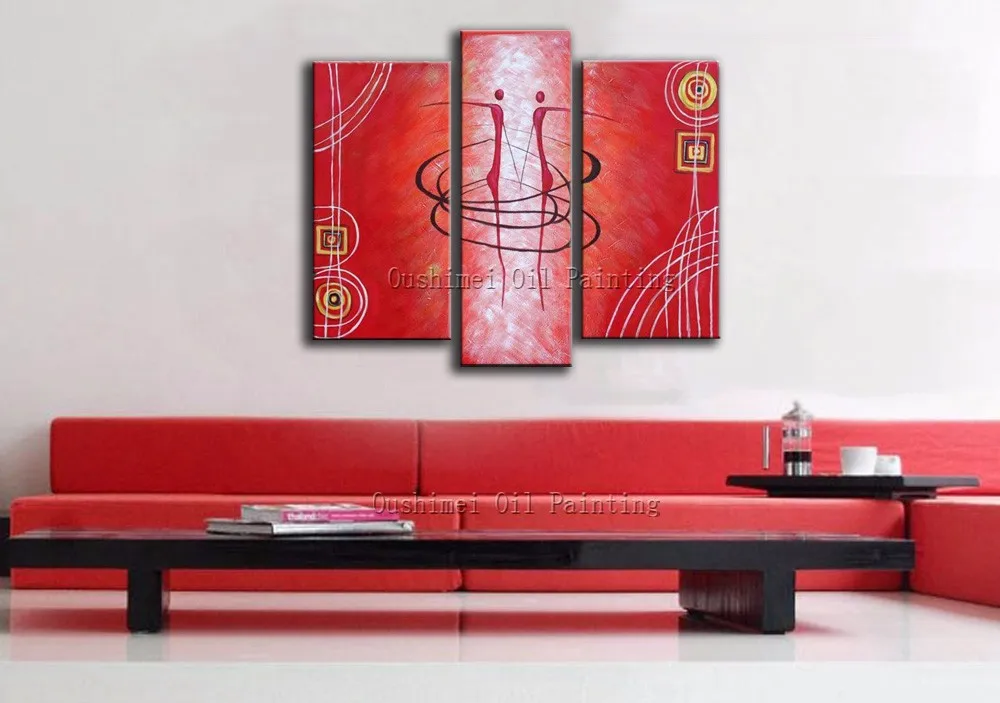 

Unique Gift Hand-painted High Quality Modern Abstract Triptych Dancer Oil Painting On Canvas For Wall Modern Decoration Fine Art