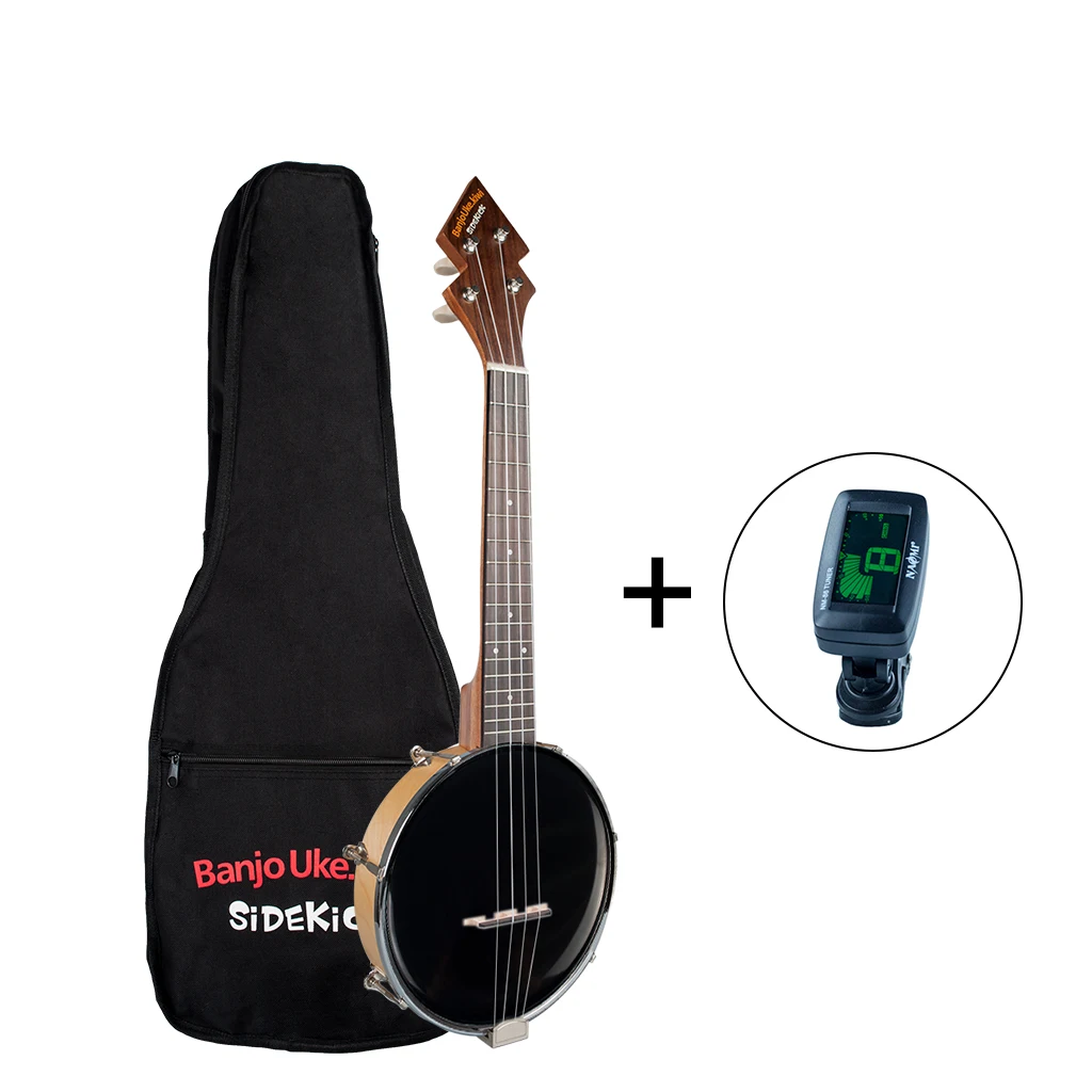 Патентный дизайн Banjolele Tenor Размер Banjo Ukulele + Gig Bag тюнер Черный цвет 26 дюймов черный