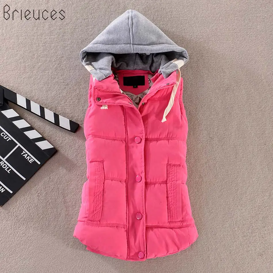 Brieuces autumn and winter vest women 2018 cotton vest with a hood patchwork cotton vest female reversible winter jacket women Brieuces autumn and winter vest women 2018 cotton vest with a hood patchwork cotton vest female reversible winter jacket women