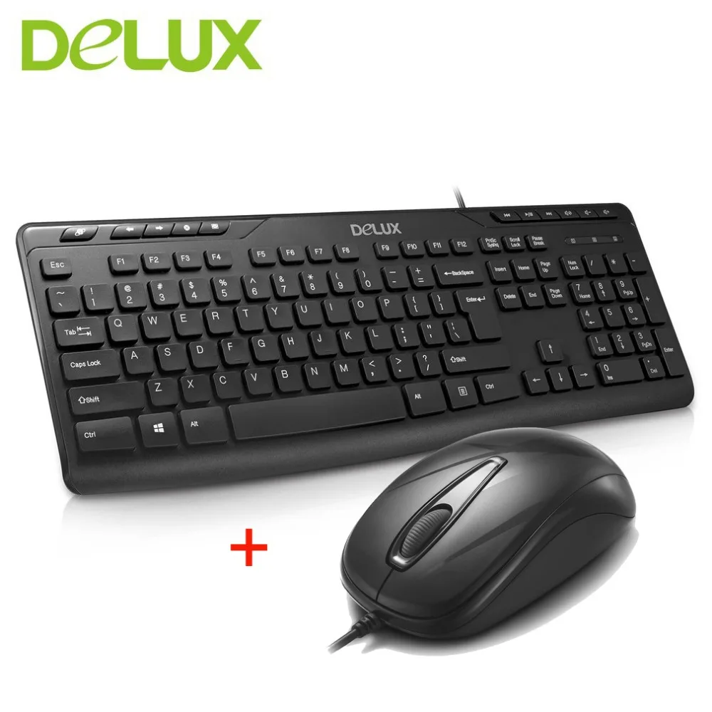 

Delux OM 06 mini Wired Keyboard M107 USB Optical Mouse Professional multimedia function key Design For Office Home Desktop PC