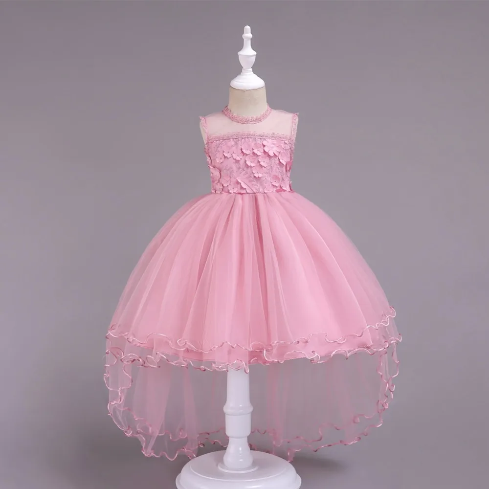 

Baby girl Clothes sleeveless lace luxury trailing dress summer 2018 fashion princess ball party wedding flower girl dress