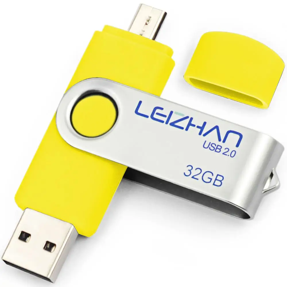 LEIZHAN Micro USB флэш-накопитель 128 ГБ для samsung Galaxy S7/S6/S5/S4/S3/Xiaomi/Meizu huawei Memory Stick Photostick usb-накопитель 64 ГБ - Цвет: Micro-USB 2.0-Yellow